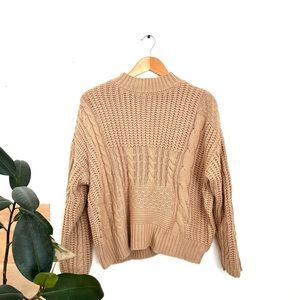 Beige Thick Knit Cropped Sweater